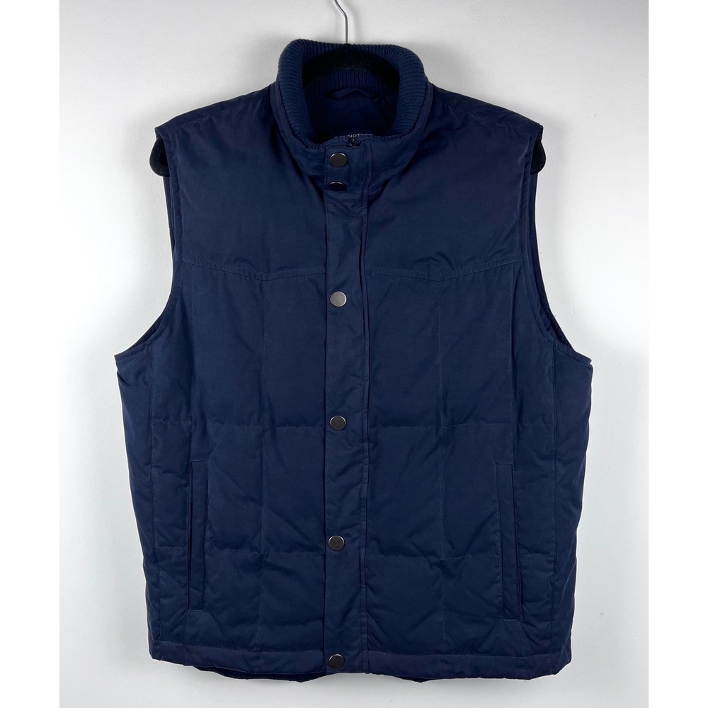 Roundtree & Yorke Outdoors Navy Puffer Vest Men's Medium Quilted Snap Zip